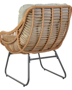 Havestol MESTRE med fodskammel PE-rattan Naturlig