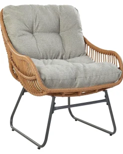 Havestol MESTRE med fodskammel PE-rattan Naturlig