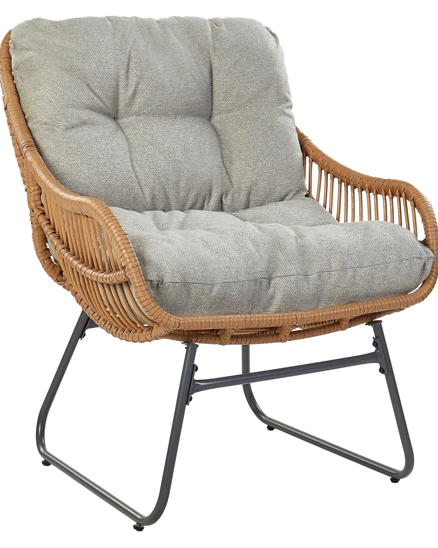 Havestol MESTRE med fodskammel PE-rattan Naturlig