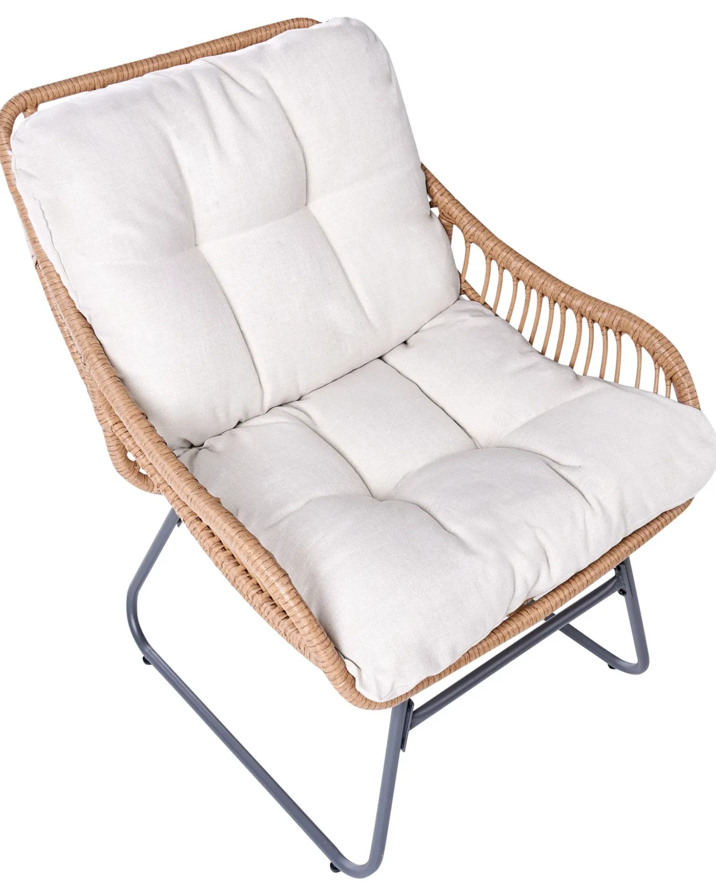 Havestol MESTRE med fodskammel PE-rattan Lys Beige