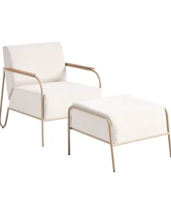 Havestol NIMIS med fodskammel Lys Beige