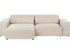HELLNAR 3 personers Hjørnesofa modul Højrevendt Lys Beige Velour med fodskammel