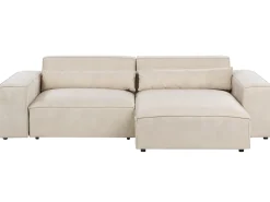 HELLNAR 3 personers Hjørnesofa modul Venstrevendt Lys Beige Velour med fodskammel