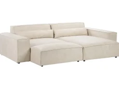 HELLNAR 3 personers Hjørnesofa modul Venstrevendt Lys Beige Velour med fodskammel