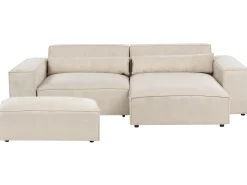 HELLNAR 3 personers Hjørnesofa modul Venstrevendt Lys Beige Velour med fodskammel