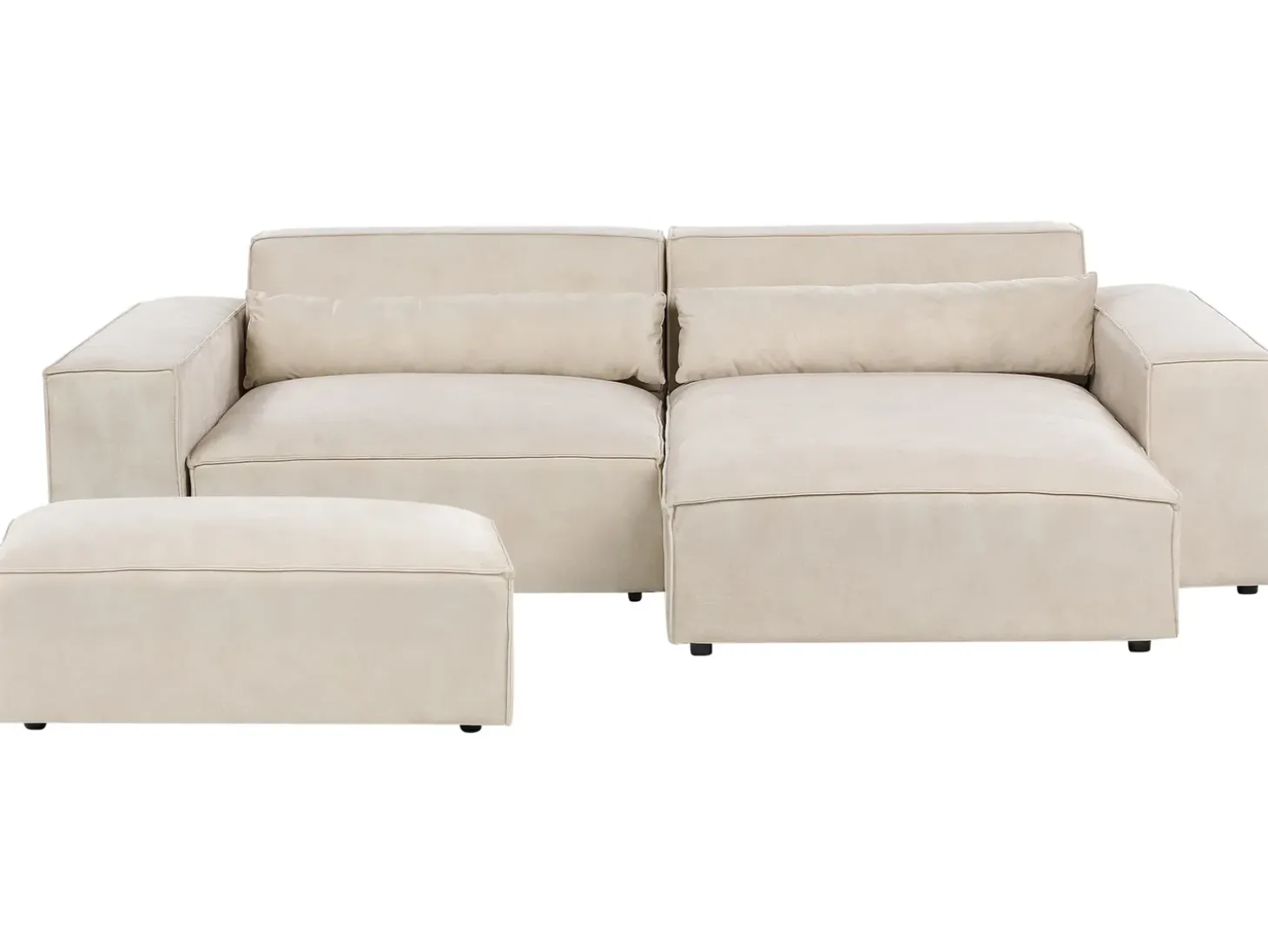 HELLNAR 3 personers Hjørnesofa modul Venstrevendt Lys Beige Velour med fodskammel