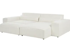 HELLNAR 3 personers Hjørnesofa modul Venstrevendt Cremehvid Boucle med fodskammel