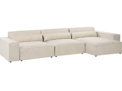 HELLNAR 5 personers Hjørnesofa modul Venstrevendt Lys Beige Velour med fodskammel