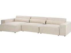 HELLNAR 5 personers Hjørnesofa modul Højrevendt Lys Beige Velour med fodskammel