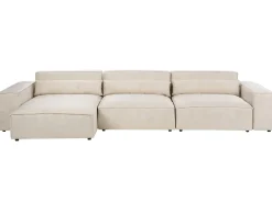 HELLNAR 5 personers Hjørnesofa modul Højrevendt Lys Beige Velour med fodskammel