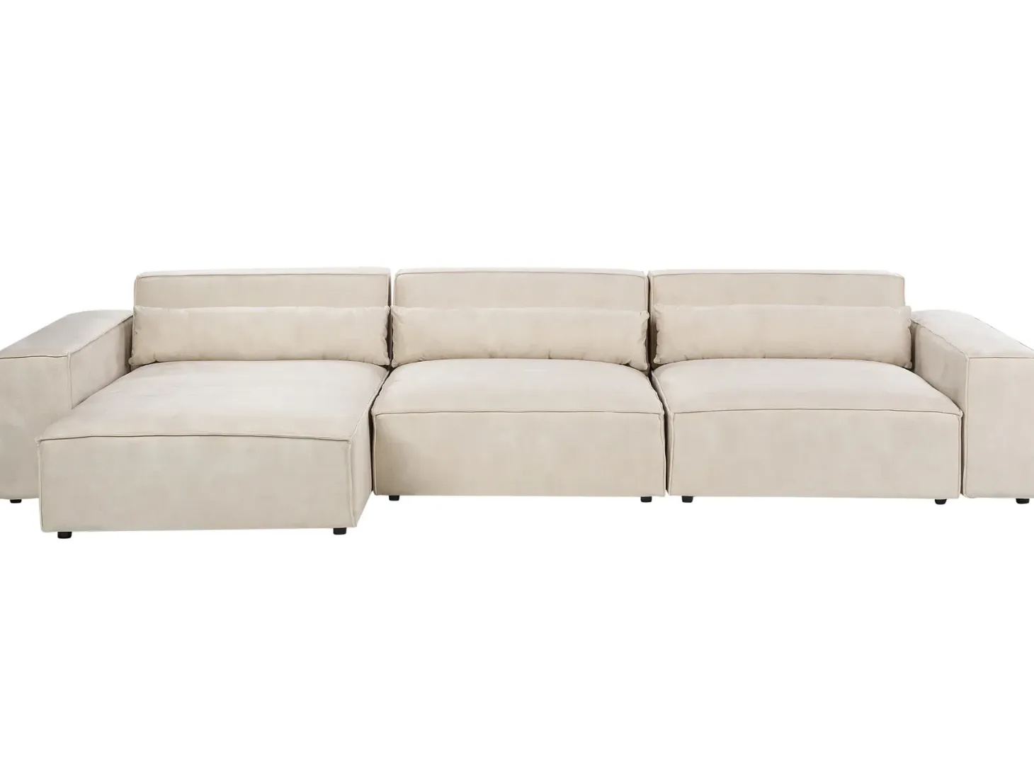 HELLNAR 5 personers Hjørnesofa modul Højrevendt Lys Beige Velour med fodskammel