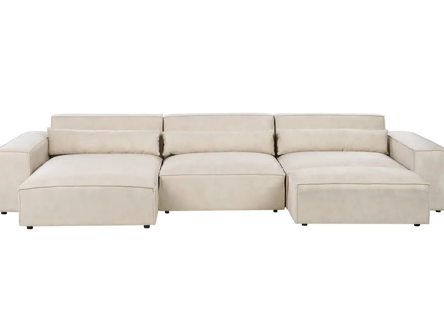 HELLNAR 5 personers Hjørnesofa modul Højrevendt Lys Beige Velour med fodskammel
