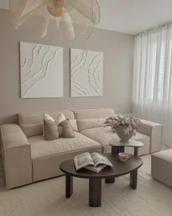 HELLNAR 3 personers Modulsofa Lys Beige Velour