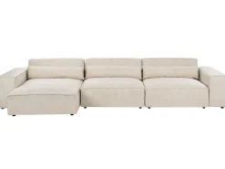 HELLNAR 3 personers Modulsofa Lys Beige Velour med fodskammel