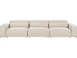 HELLNAR 3 personers Modulsofa Lys Beige Velour med fodskammel