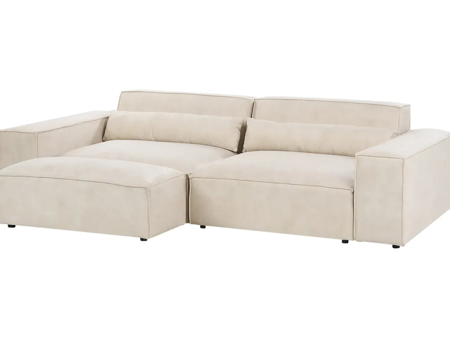 HELLNAR 3 personers Modulsofa Lys Beige Velour med fodskammel