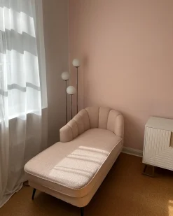 Højrevendt chaiselong ALLIER Boucle Lys Beige