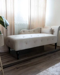 Højrevendt chaiselong IVRY Velour Lys Beige