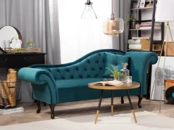 Højrevendt chaiselong LATTES Velour Blågrøn