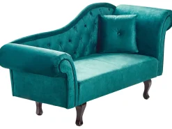 Højrevendt chaiselong LATTES II Velour Smaragdgrøn med pude