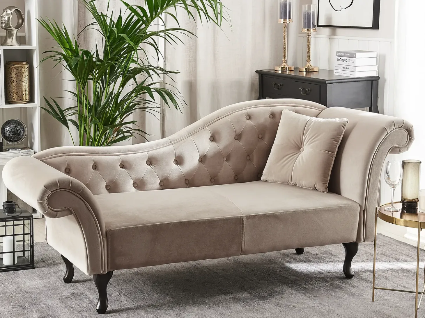 Højrevendt chaiselong LATTES Velour Beige