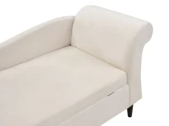 Højrevendt chaiselong LUIRO Velour Beige med opbevaring