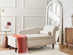Højrevendt chaiselong LUIRO Velour Beige med opbevaring