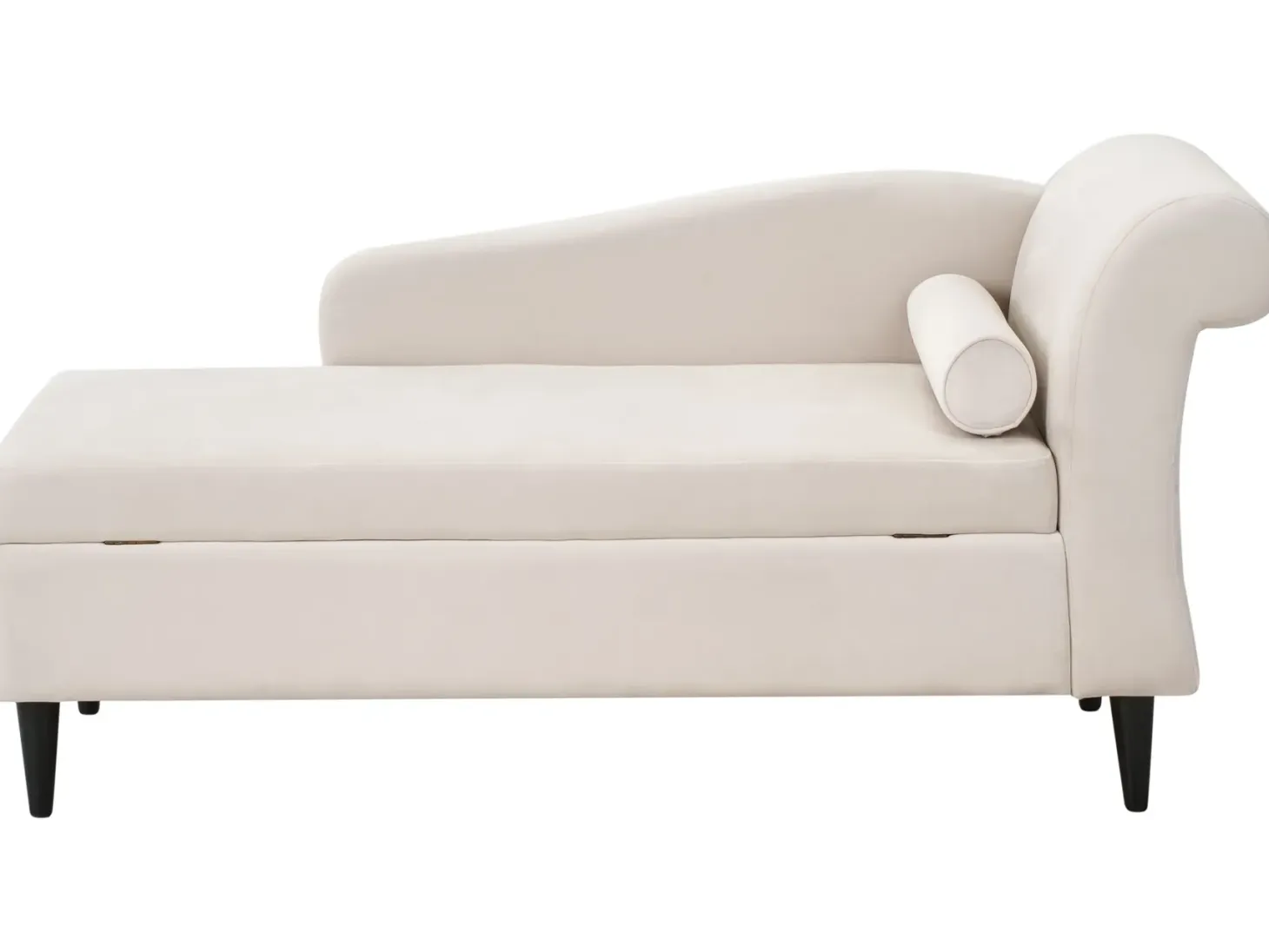 Højrevendt chaiselong LUIRO Velour Beige med opbevaring