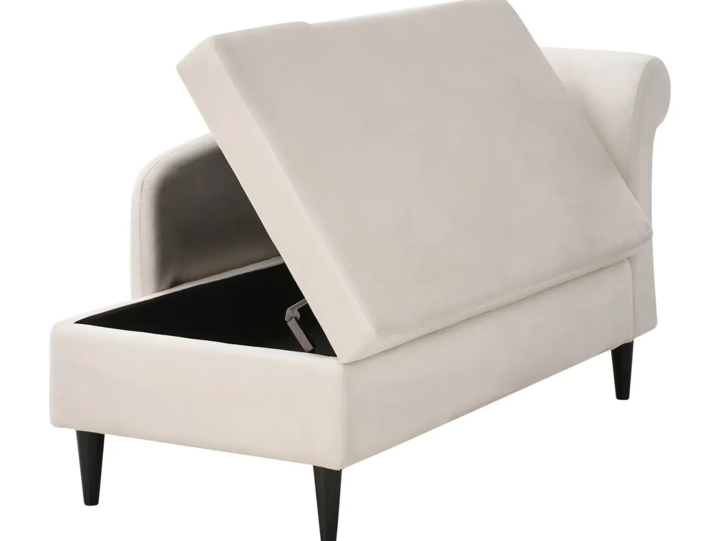 Højrevendt chaiselong LUIRO Velour Beige med opbevaring