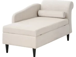 Højrevendt chaiselong LUIRO Velour Beige med opbevaring