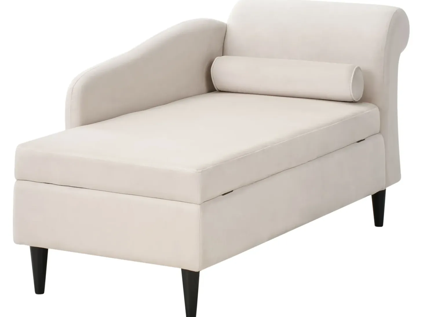 Højrevendt chaiselong LUIRO Velour Beige med opbevaring