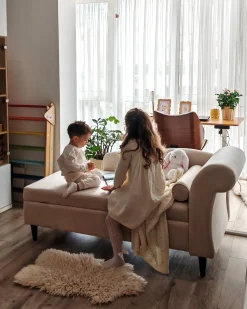 Højrevendt chaiselong LUIRO Velour Beige med opbevaring
