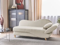 Højrevendt chaiselong MERI Kunstlinned Beige med opbevaring