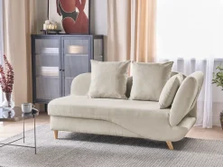 Højrevendt chaiselong MERI Kunstlinned Beige med opbevaring