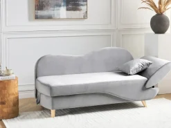 Højrevendt chaiselong MERI Velour Lysegrå med opbevaring