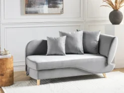 Højrevendt chaiselong MERI Velour Lysegrå med opbevaring