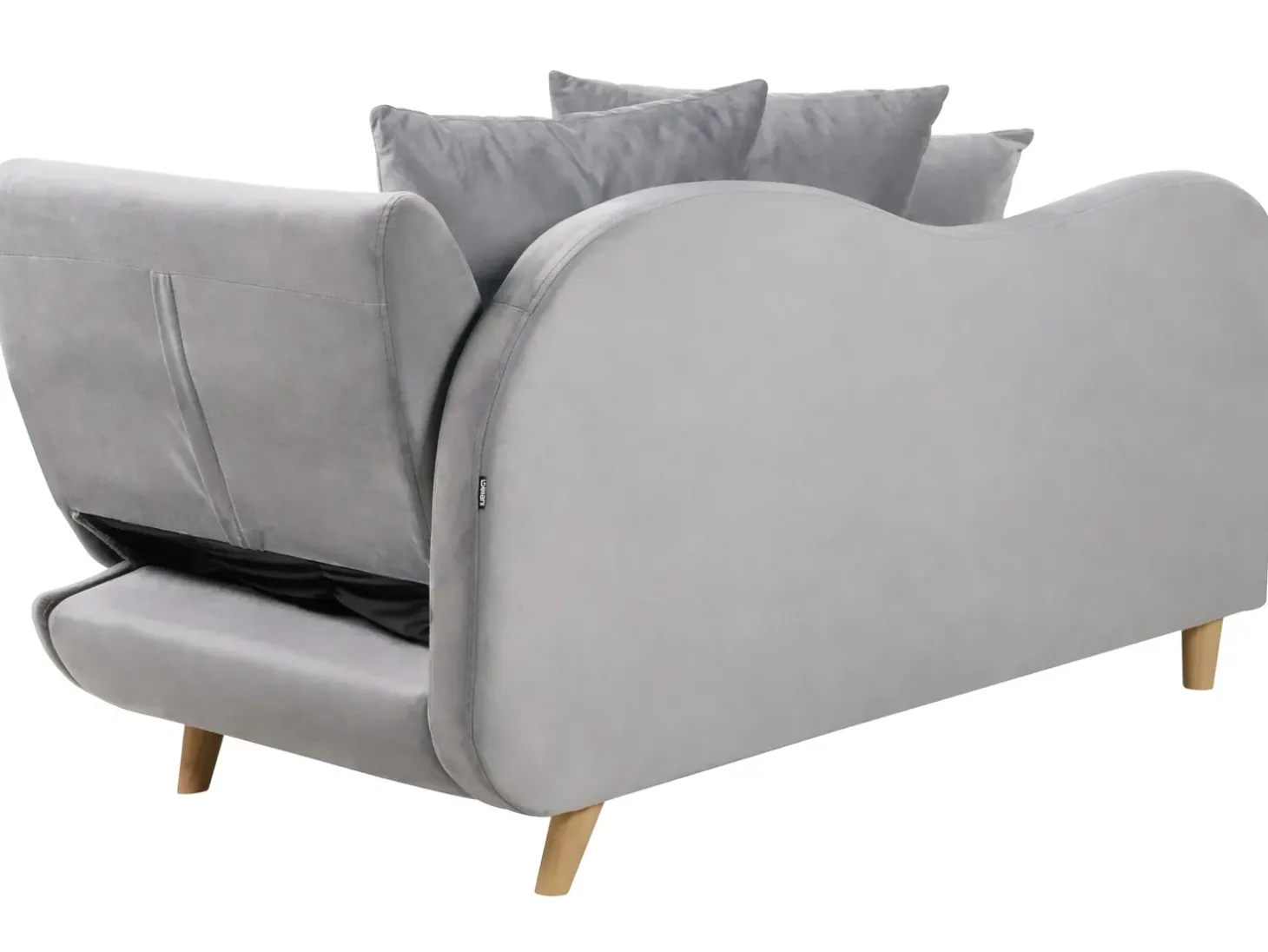 Højrevendt chaiselong MERI Velour Lysegrå med opbevaring