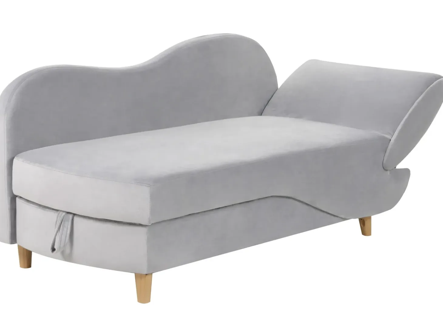 Højrevendt chaiselong MERI Velour Lysegrå med opbevaring