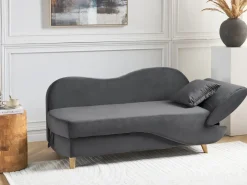 Højrevendt chaiselong MERI Velour Mørkegrå med opbevaring