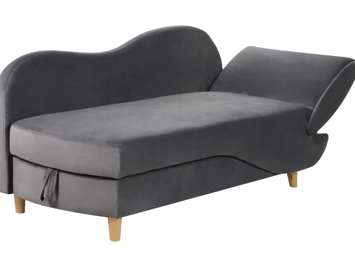 Højrevendt chaiselong MERI Velour Mørkegrå med opbevaring