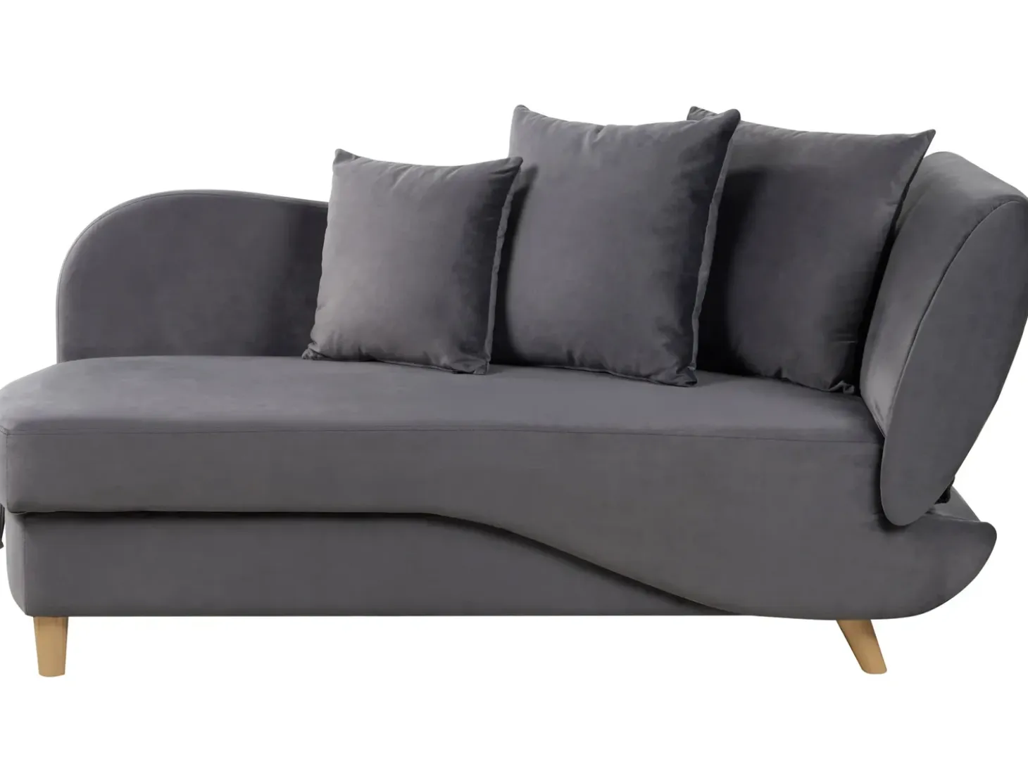 Højrevendt chaiselong MERI Velour Mørkegrå med opbevaring
