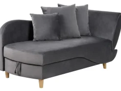Højrevendt chaiselong MERI Velour Mørkegrå med opbevaring
