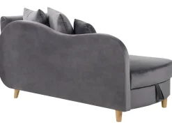 Højrevendt chaiselong MERI Velour Mørkegrå med opbevaring