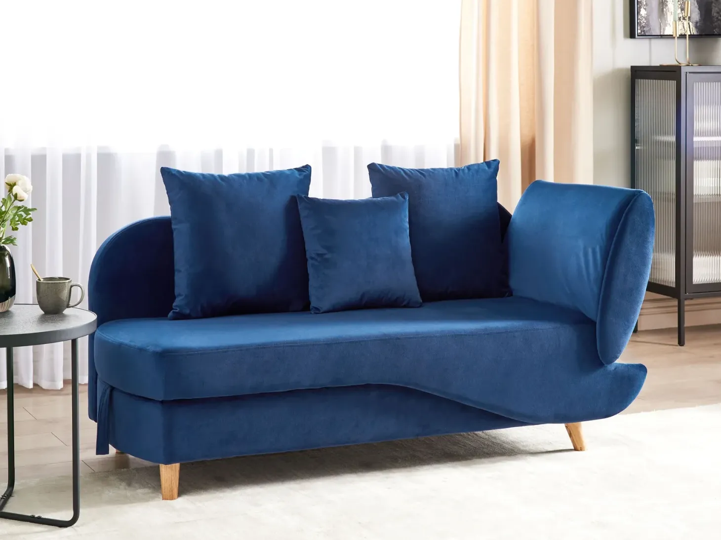 Højrevendt chaiselong MERI Velour Navy Blå med opbevaring