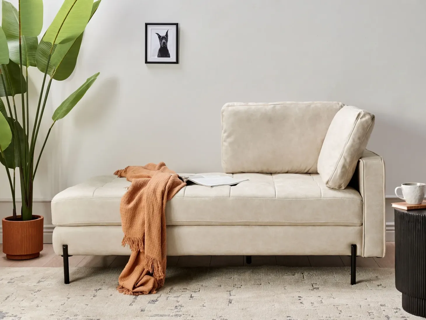 Højrevendt chaiselong REBAIS Kunstlæder Lys Beige