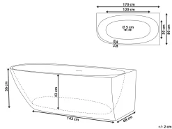 Hjørnebadekar PARNAIBA Venstrevendt 170 x 80 cm Hvid