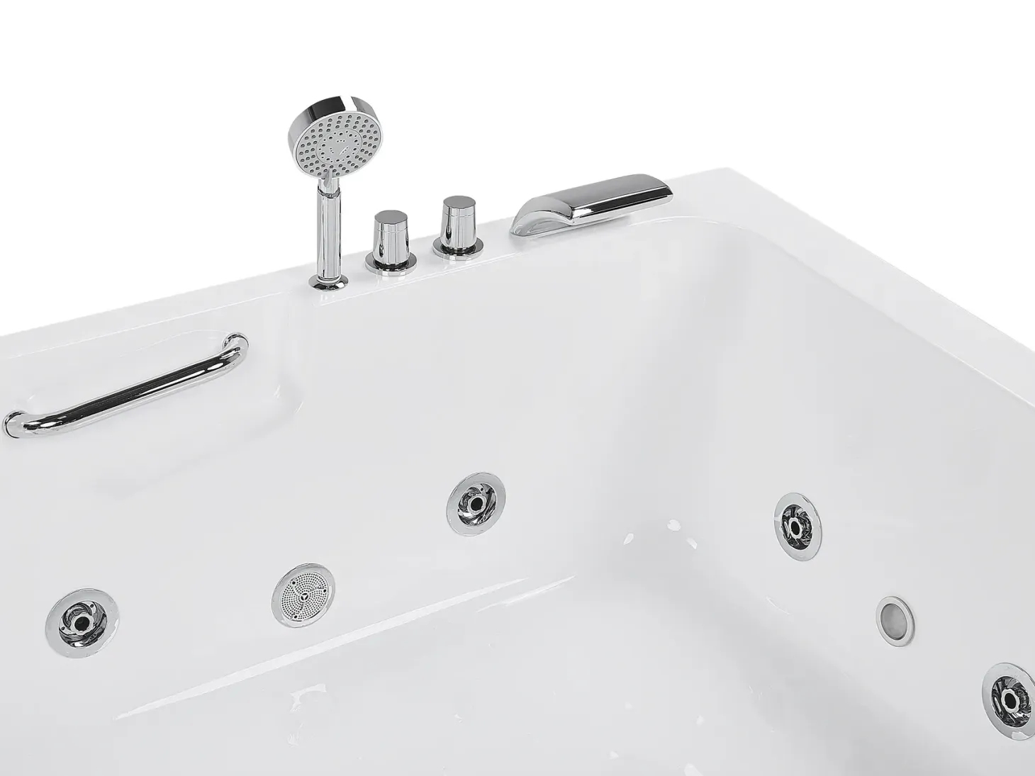 Hjørne-boblebad med LED BAYAMO Højrevendt 170 x 120 cm Hvid