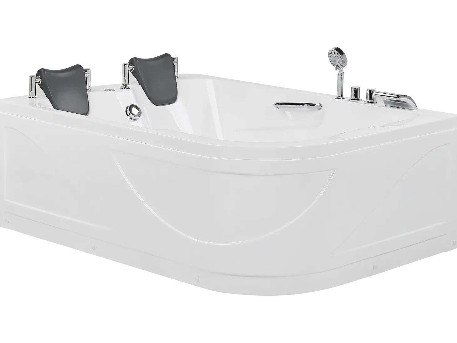 Hjørne-boblebad med LED BAYAMO Højrevendt 170 x 120 cm Hvid