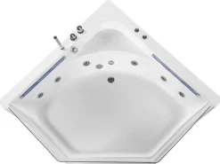 Hjørne-boblebad med LED CACERES 211 x 150 cm Hvid