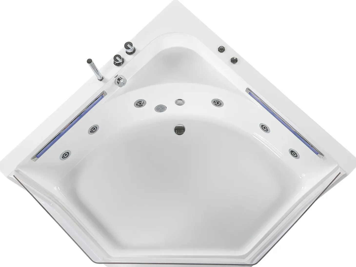 Hjørne-boblebad med LED CACERES 211 x 150 cm Hvid
